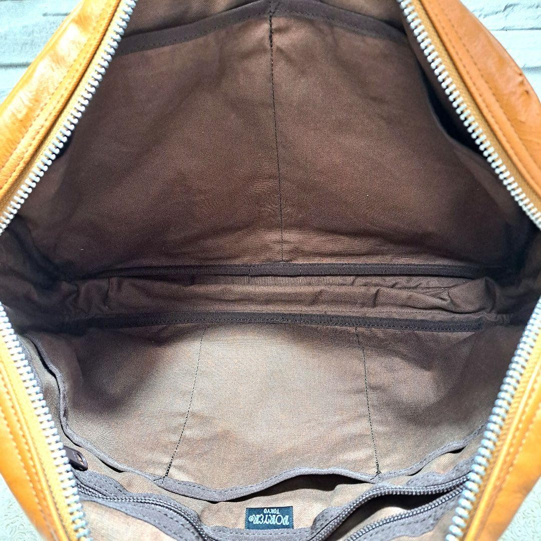 Authentic PORTER 2WAY Business Bag Briefcase 40cm x 29cm x 7cm Brown Damaged