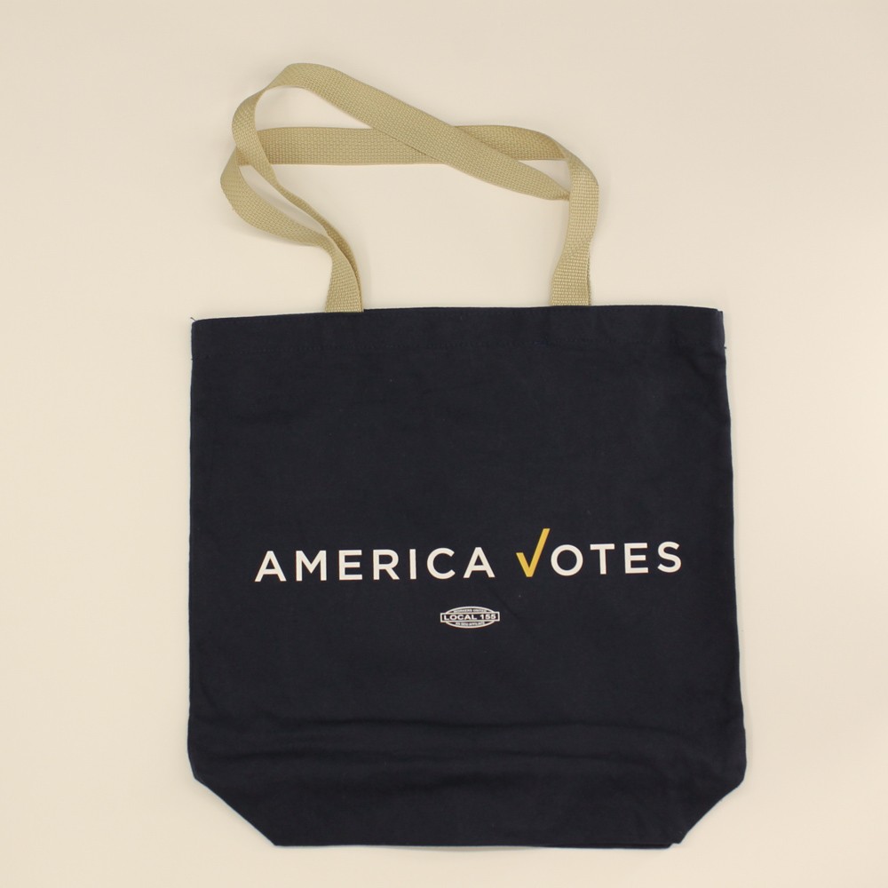 America votes blue tote bag made USA union