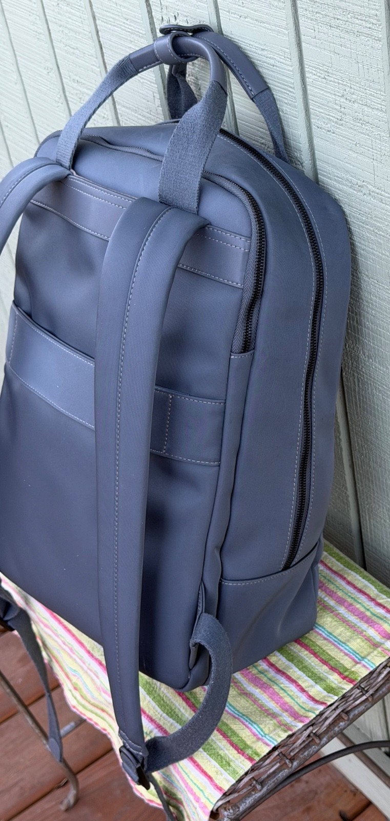 Monos Metro Backpack Dover Grey Nylon Vegan Leather Trim Travel Rucksack