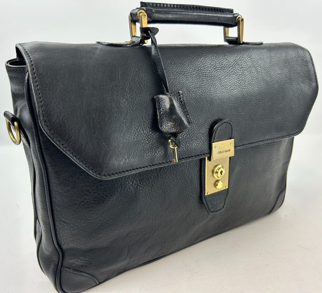 Vintage Leather COLE HAAN Business Laptop Briefcase Messenger Bags Mens
