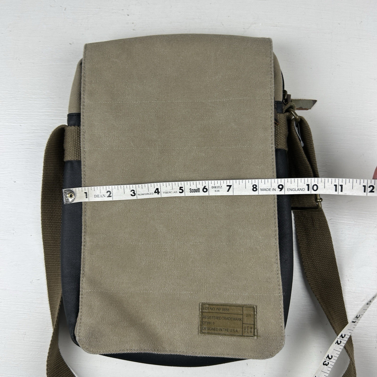 Hex Canvas Crossbody Bag Rectangle Brown Satchel
