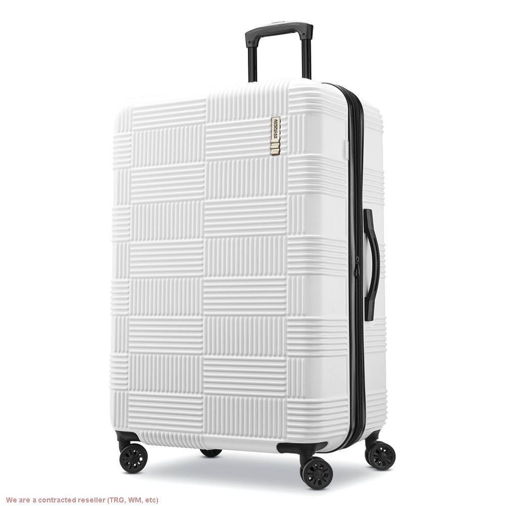 American Tourister NXT Hardside Large Checked Spinner Suitcase – White
