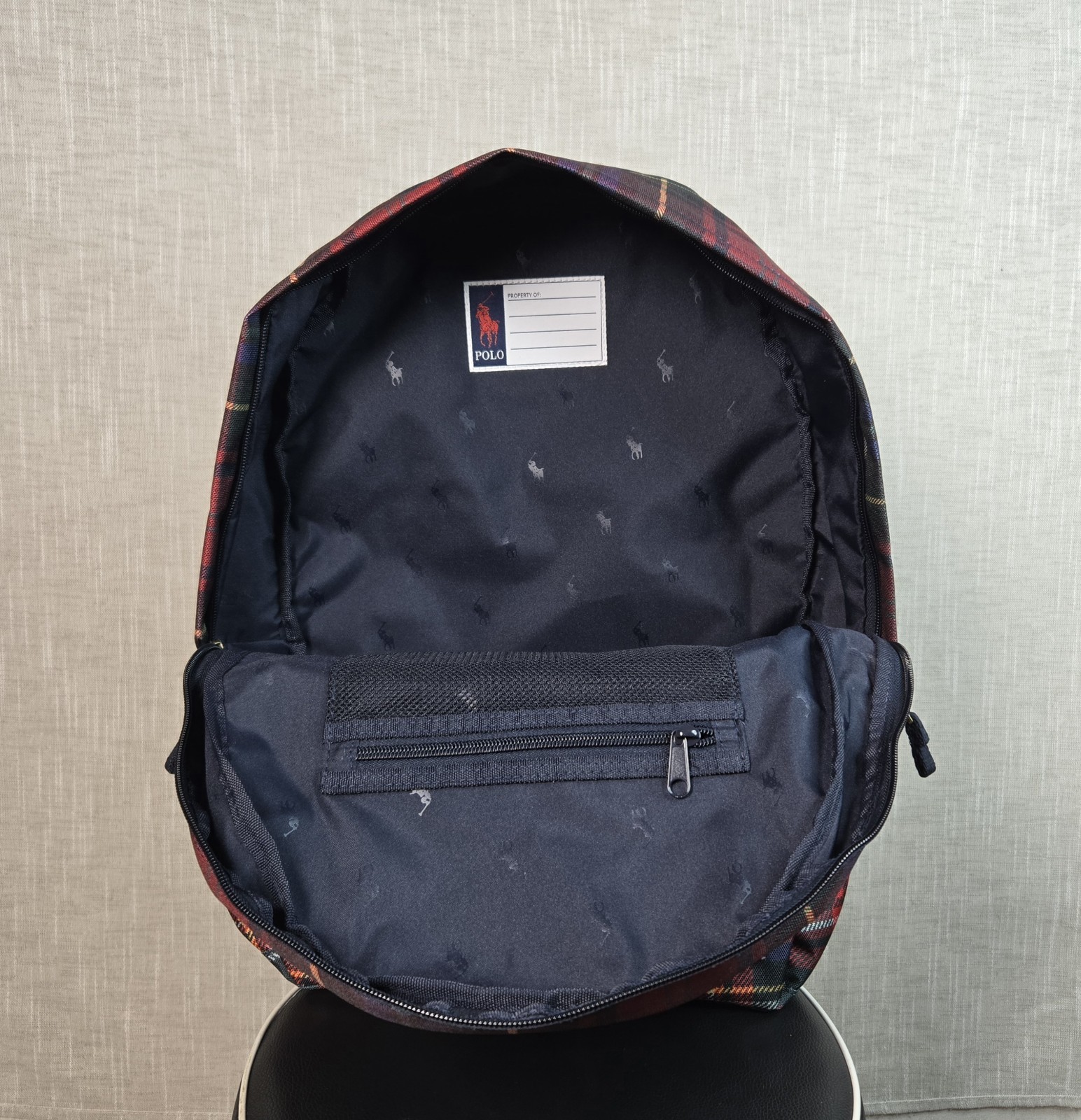 POLO Ralph Lauren Polo Bear Backpack Stewart Plaid Red Blue Green Tartan
