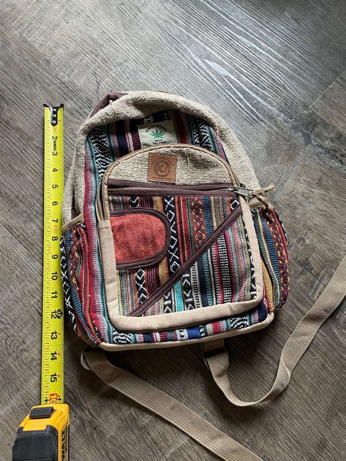 Himalayan Hemp THC Free boho multi color 13″ handmade backpack