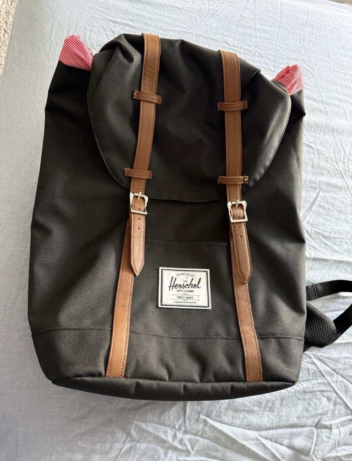 Herschel Unisex Adults Solid Backpack Black with Brown Straps