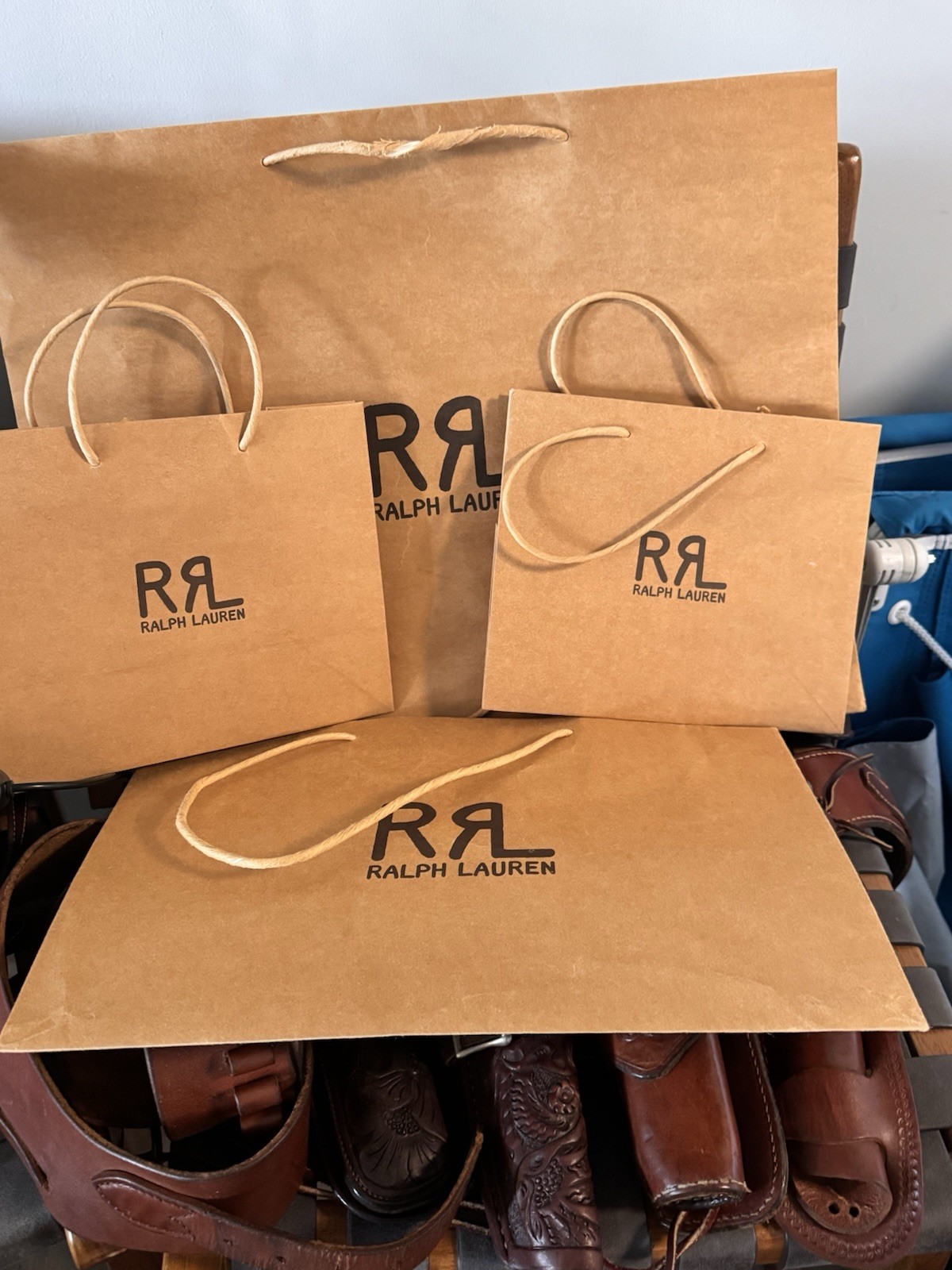 RRL Double RL Drawstring & Paper bags, Vintage Garment Tags Separately Or As Lot