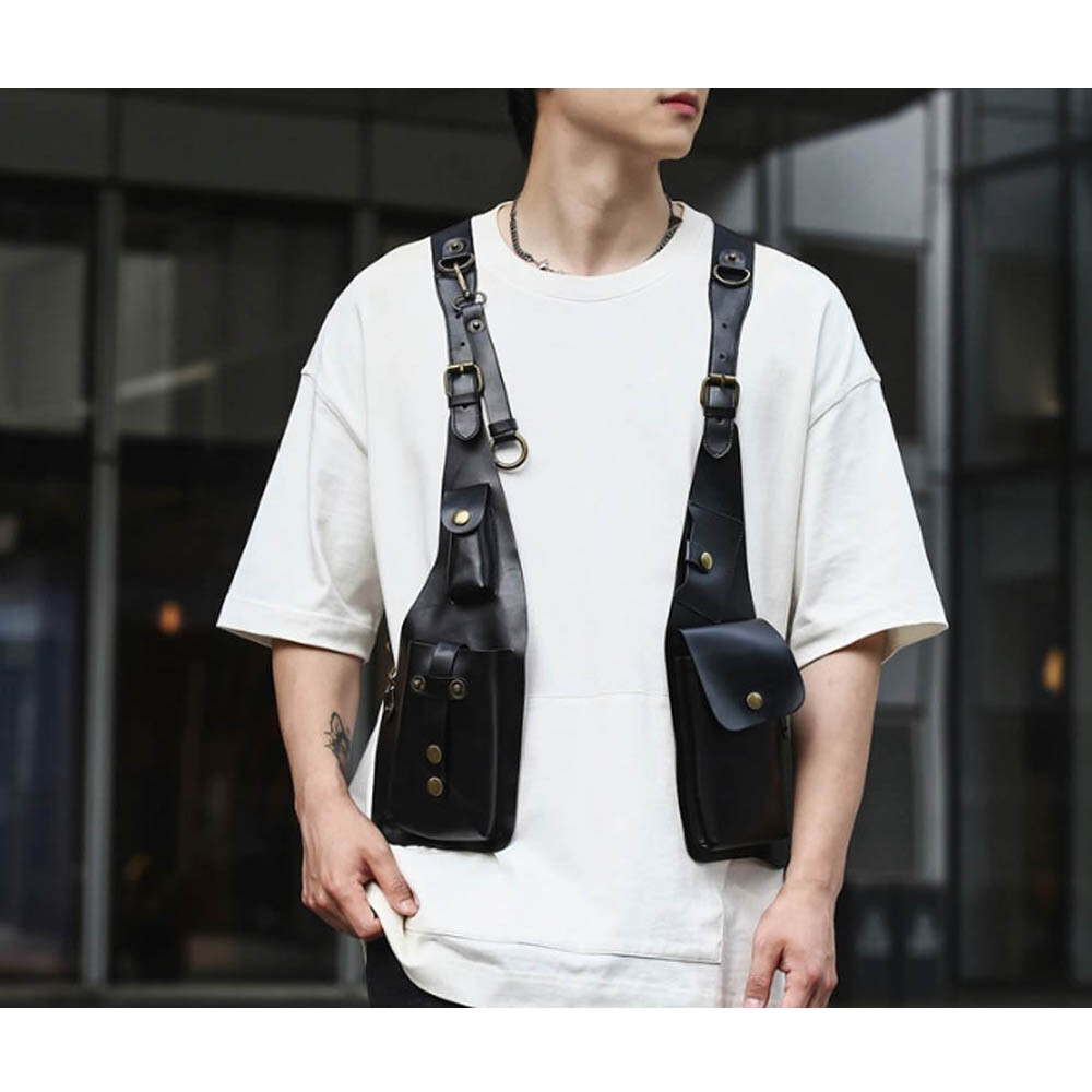 Adjustable Unisex Anti-Theft Underarm Shoulder Bag PU Leather Wallet Holster Bag