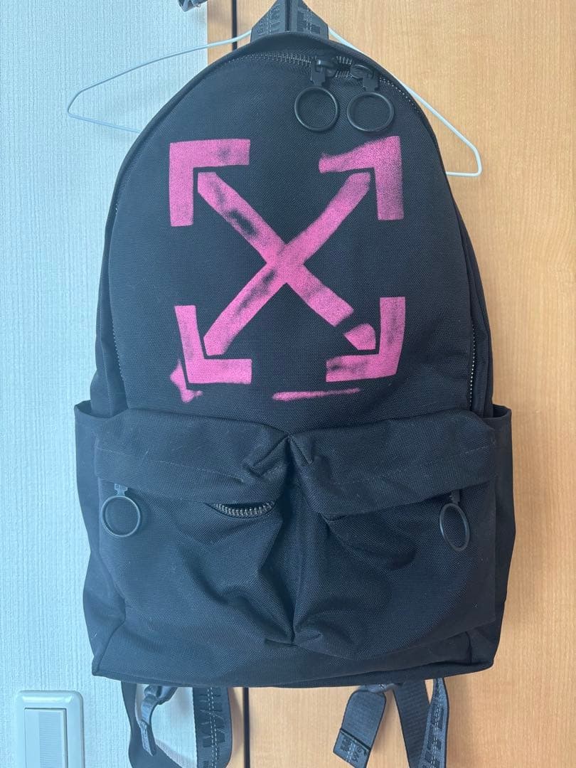 Off-White Backpack Black Pink 45cm 18in Made in Italy From Japan
