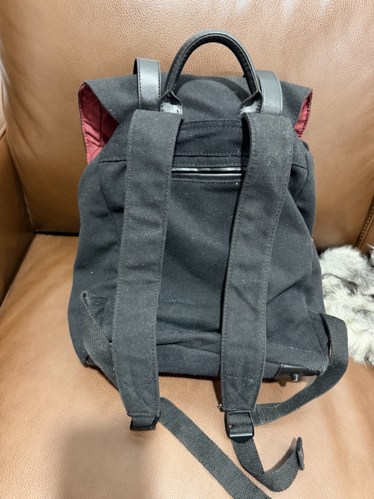 Gaston Luga Black Backpack Drawstring/Buckle Closure Adjustable Pockets Unisex