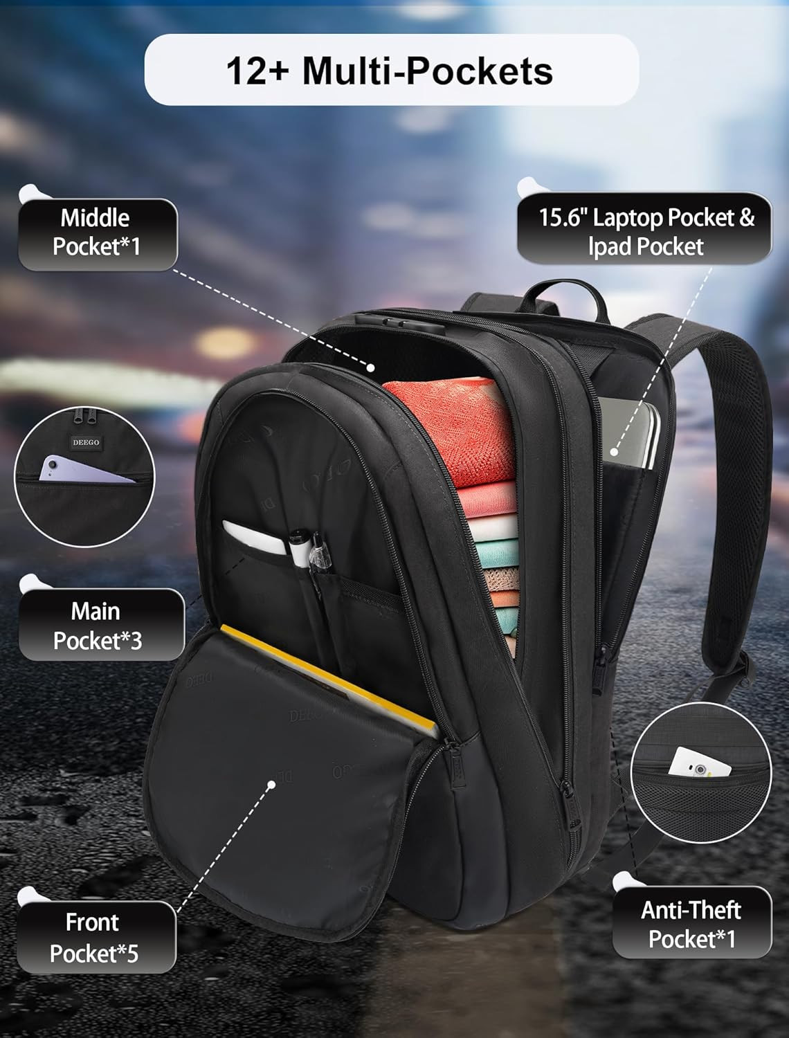 Smell Proof Backpack with Combination Lock, 8 Layer Smell Proof Bag | Premium Wa