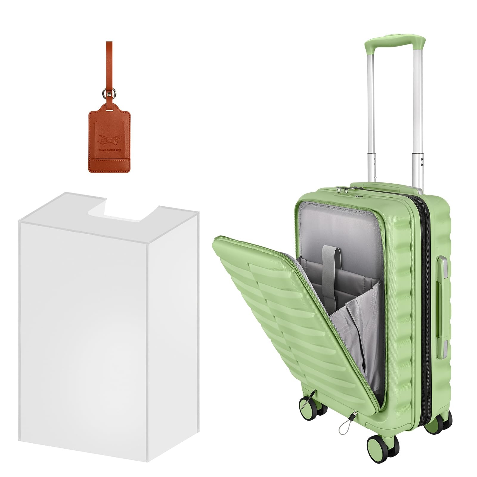 22×14×9 Airline Approved Carry On Luggage with Front Open 20 inch Avocado Green