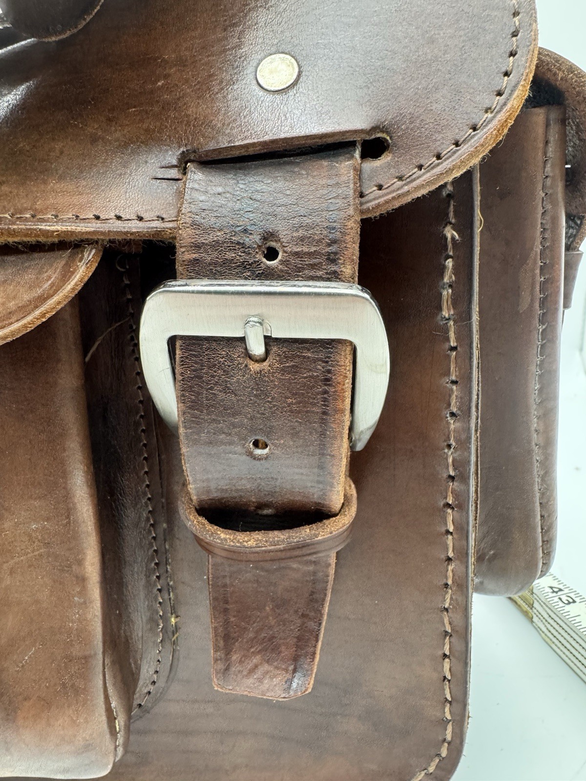 Vintage Full Grain Leather Messenger Bag Handmade Guatemala Heavy Satchel
