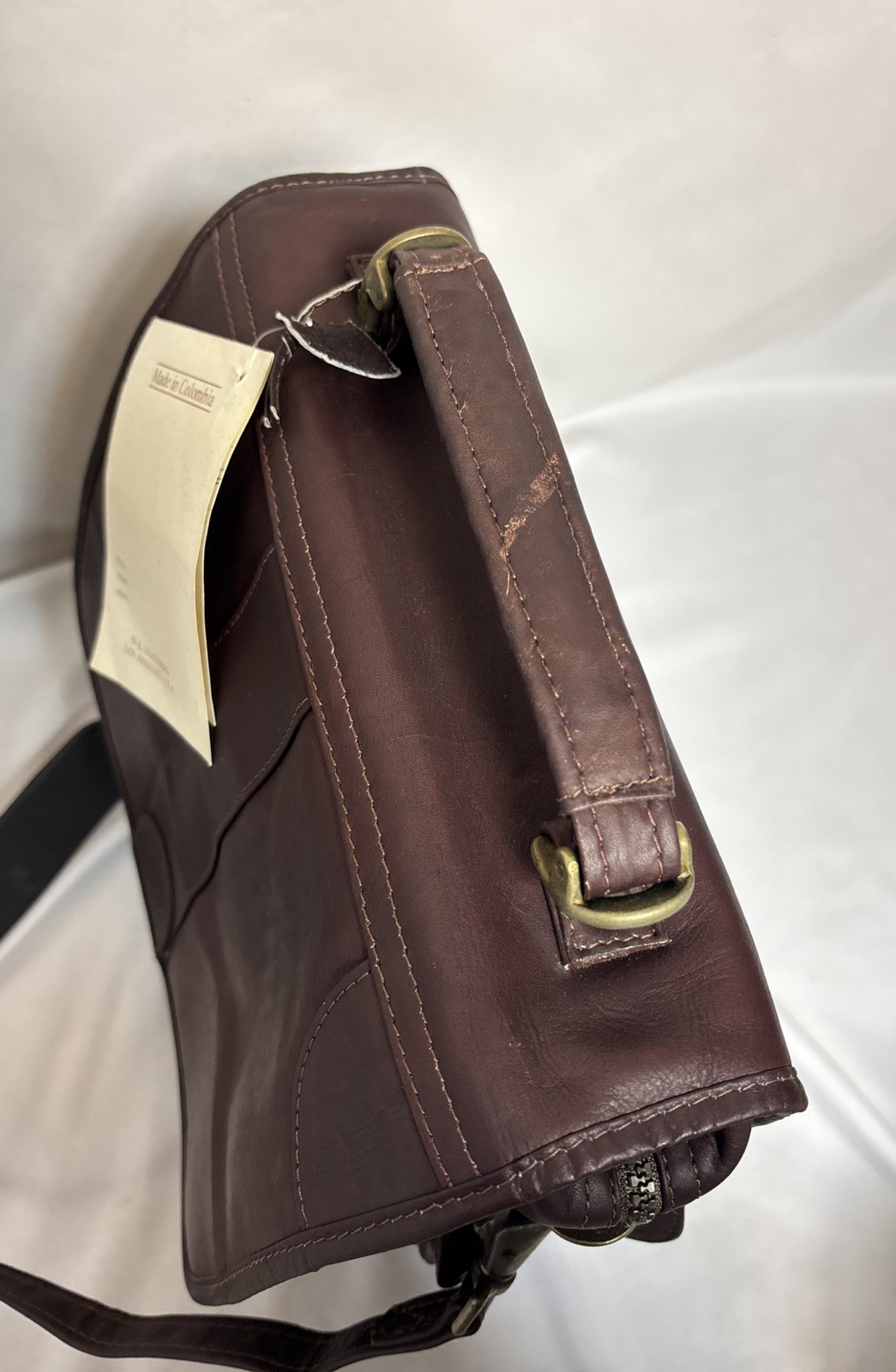 NOS AntiguA W.K Leathers 736 Brown Leather Shoulder Bag Purse Luggage Colombia