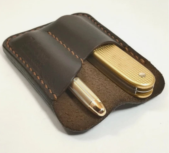 Men Bag outdoor card holder pack Folding knife sleeve tool case Cow Leather H208