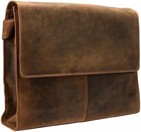 Visconti Half Flap Extra Large Hunter Messenger Bag in Oiled leather ( Oil Tan )
