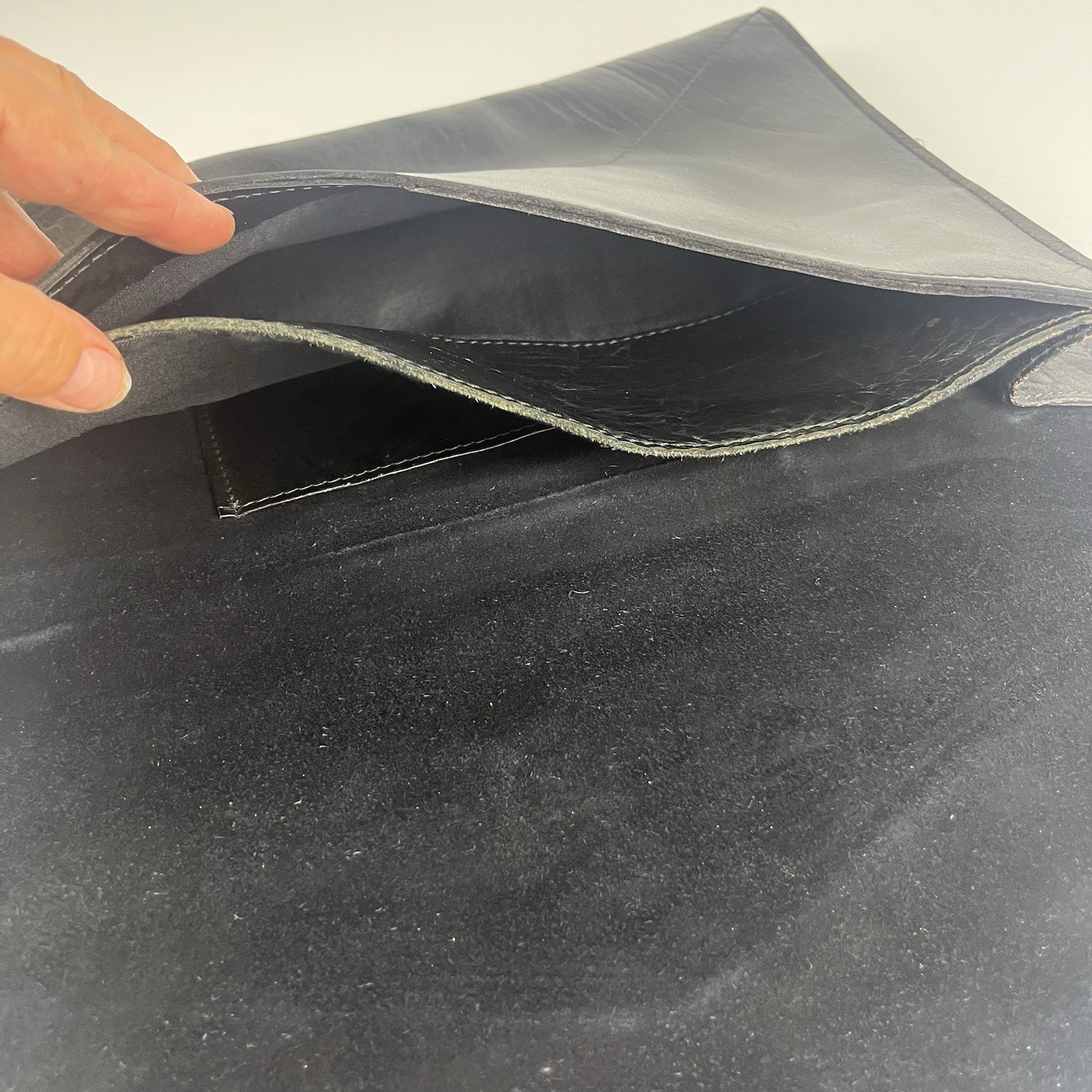 Vintage Leather Portfolio Envelope Clutch Banque Nationale de Paris 37x28cm