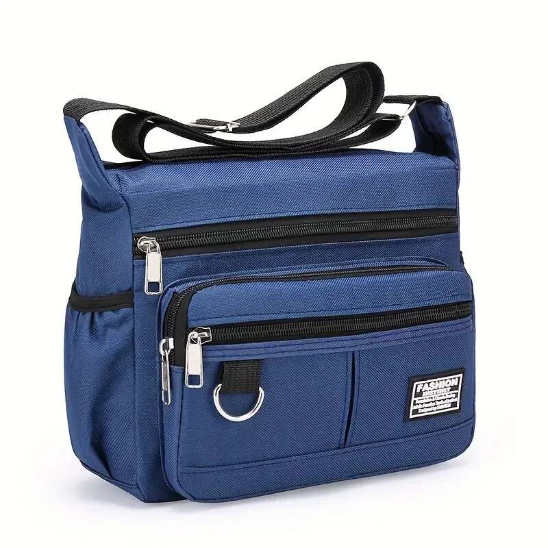 Large Capacity Nylon Crossbody Bag for Men/Women – Adj. Strap – (Dark Blue)