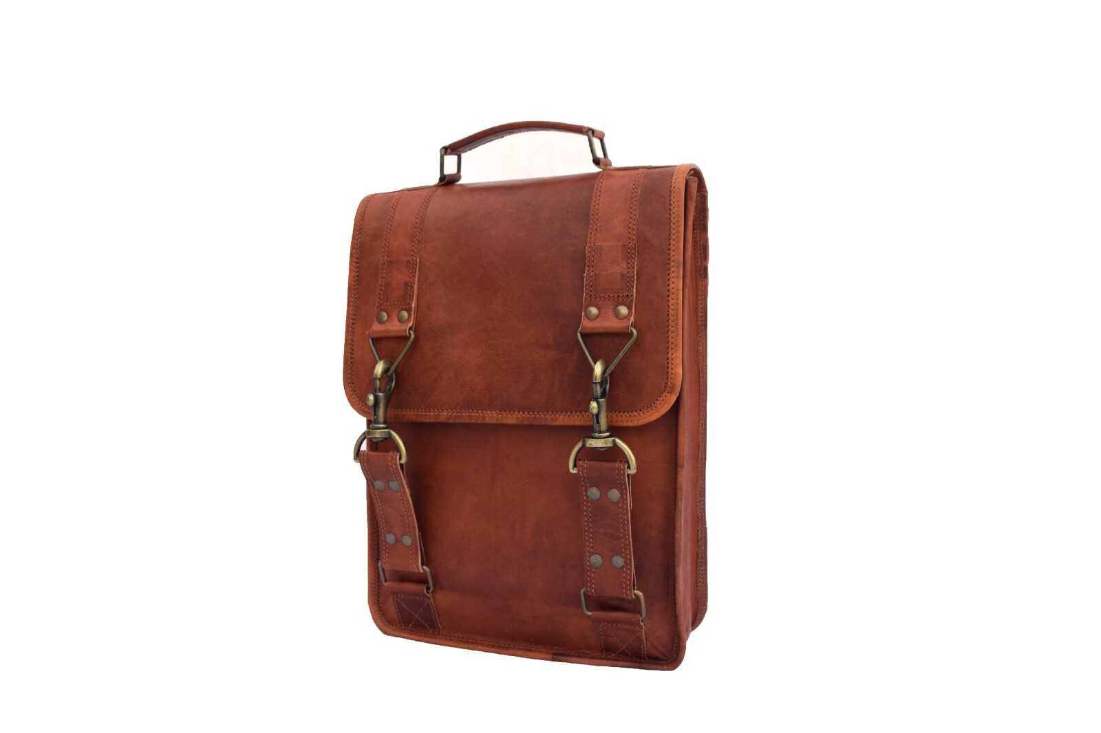 14 In Real Leather Backpack Shoulder Bag Laptop Rucksack Office School Handbags