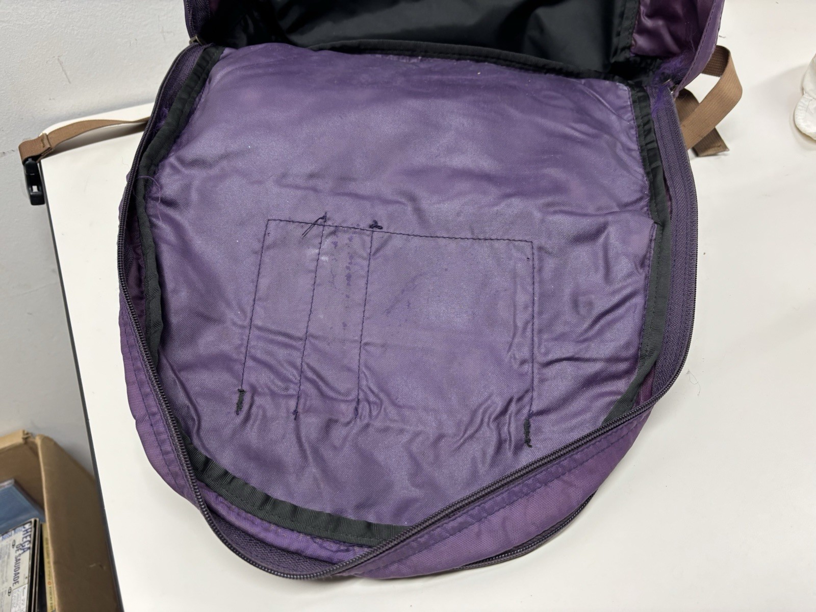 Vintage LL Bean Leather Bottom Backpack 90’s Made in USA Purple