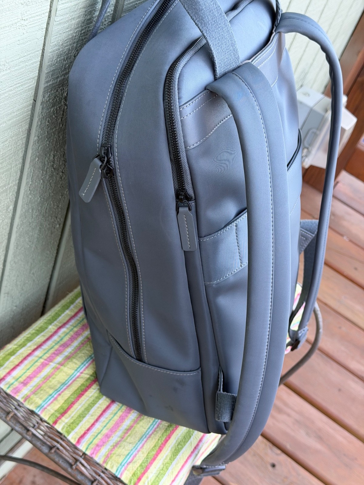 Monos Metro Backpack Dover Grey Nylon Vegan Leather Trim Travel Rucksack