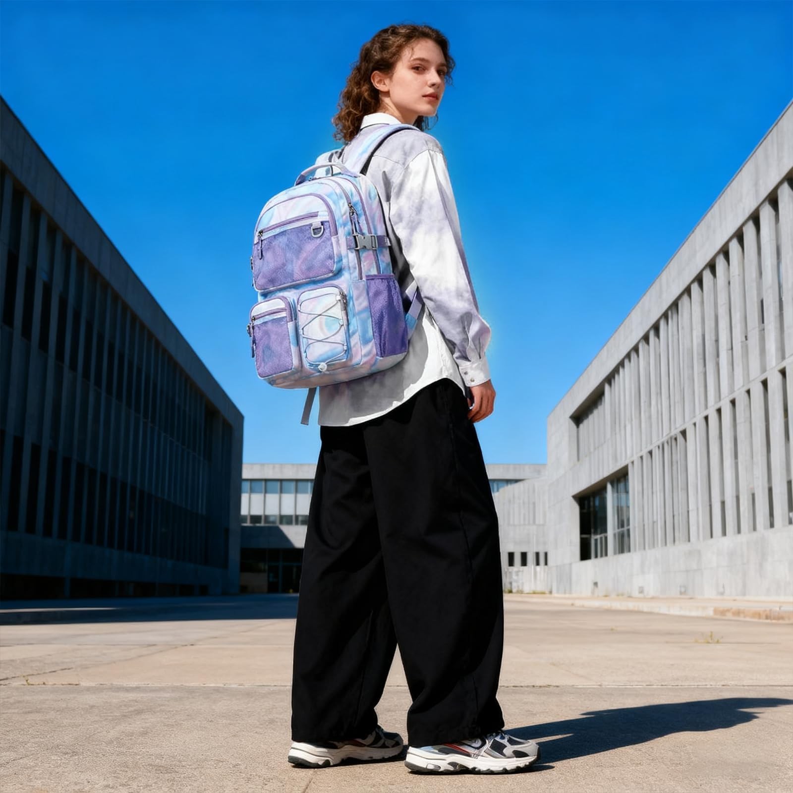 Multi-Pocket Backpack for School College Travel, Heavy Duty Big Bookbag with …