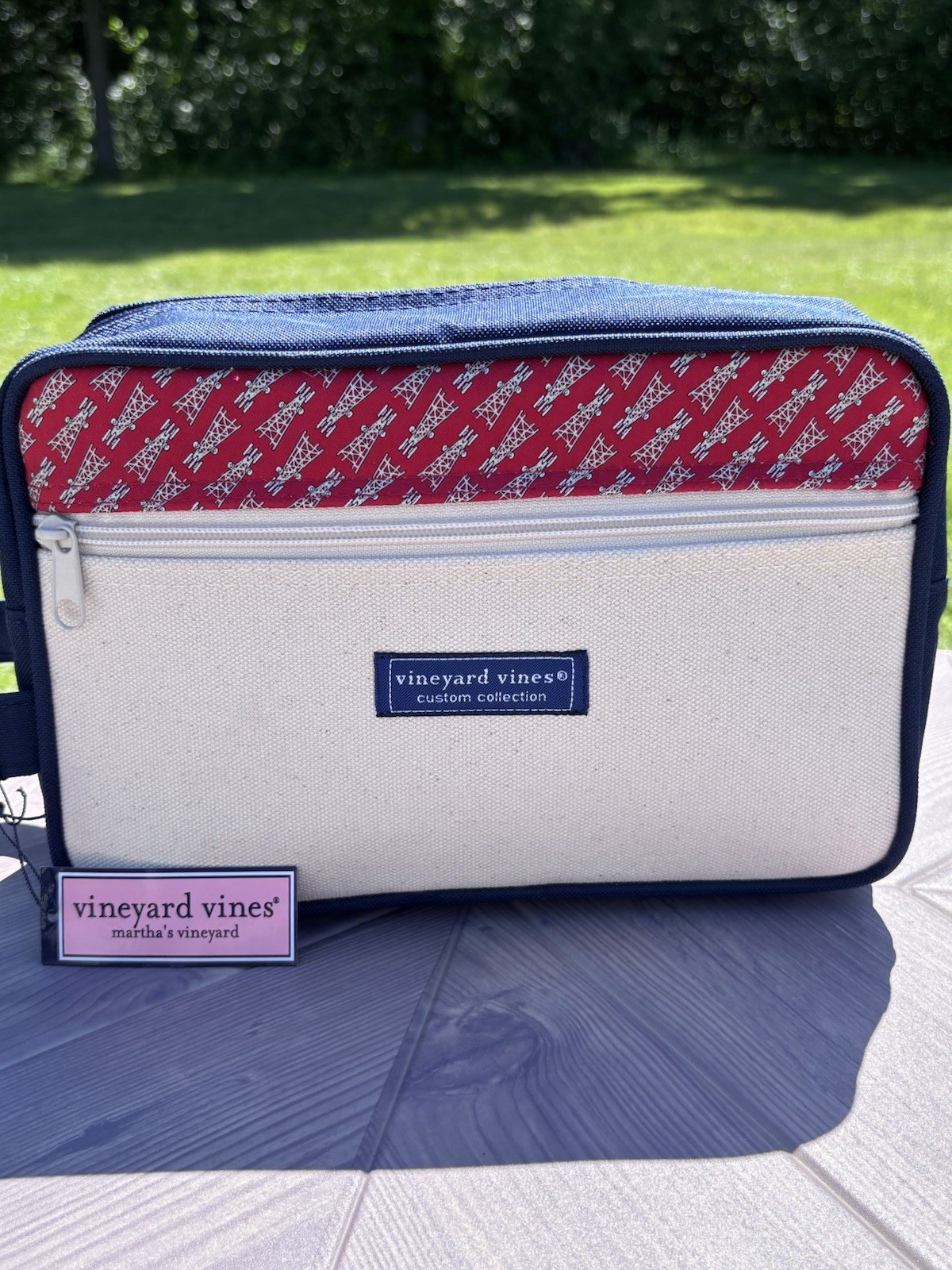 Vineyard Vines Custom Collection Travel Toiletry Bag Dopp Kit NWT Navy Canvas