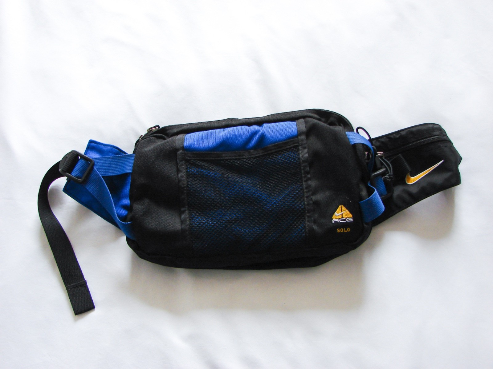 Vintage NIKE ACG 90s Solo Waist Bum Bag Black Blue Fanny Pack Climbing Hiking