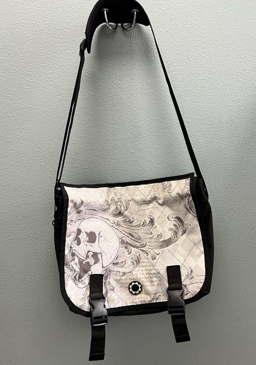 DadGear Canvas Argyle Skull Messenger Diaper Bag