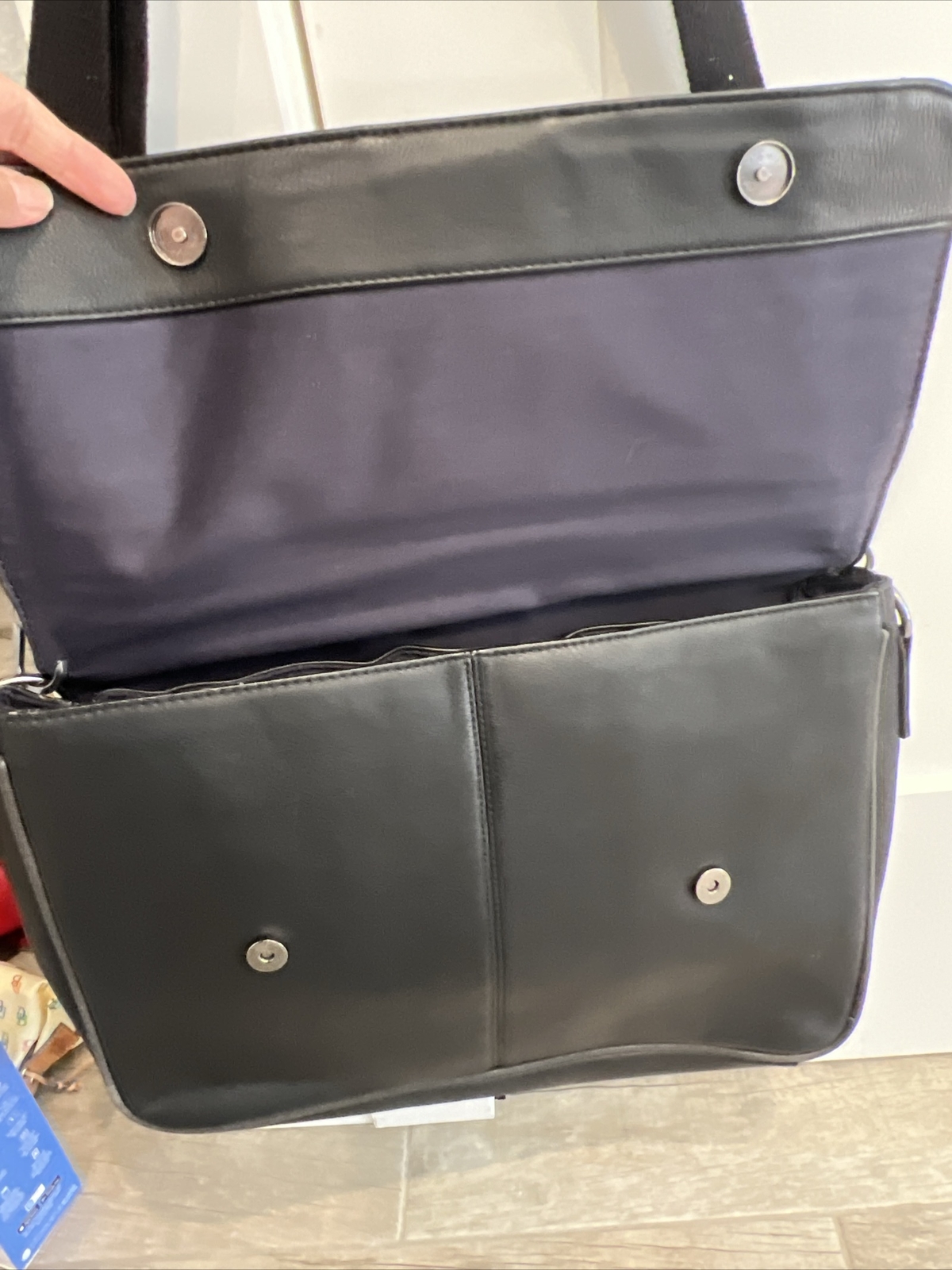 Ted Baker London Black Polyurethane Messenger Laptop Bag Briefcase