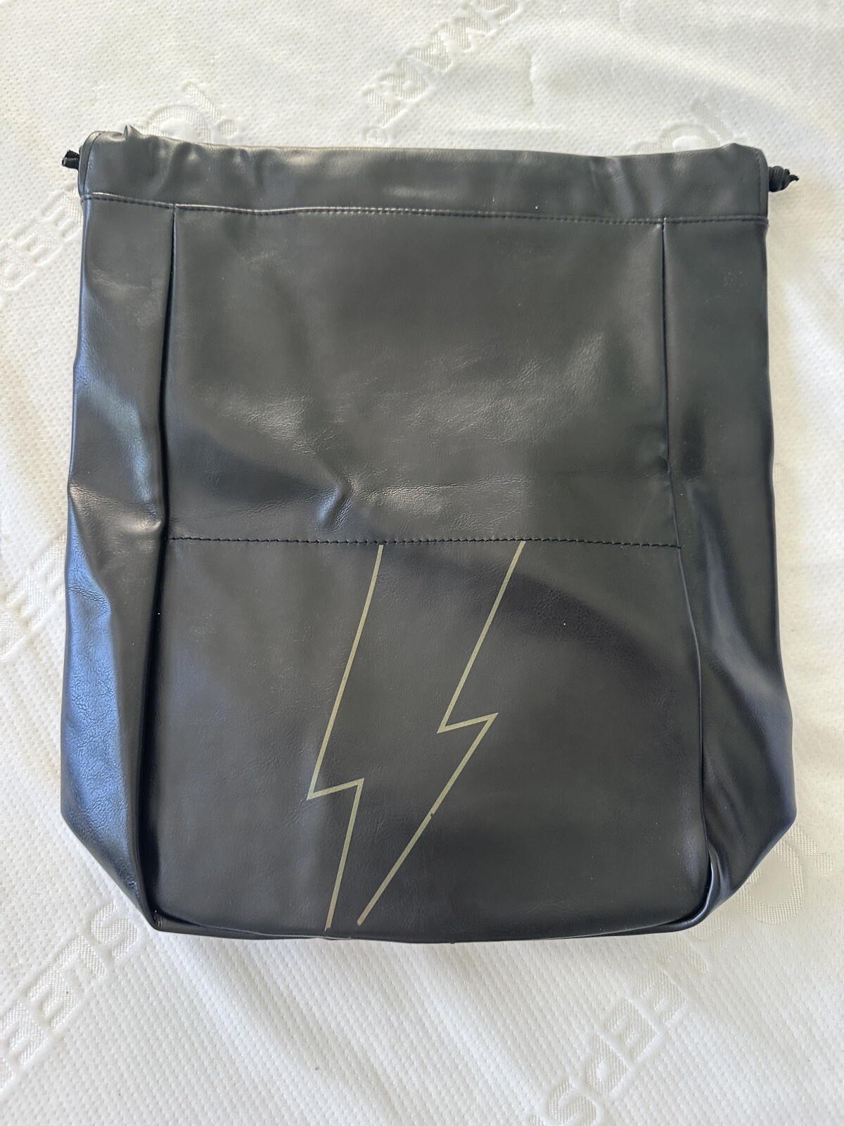 Carolina Herrera Bad Boy Weekender Backpack Black Drawstring Faux Leather New