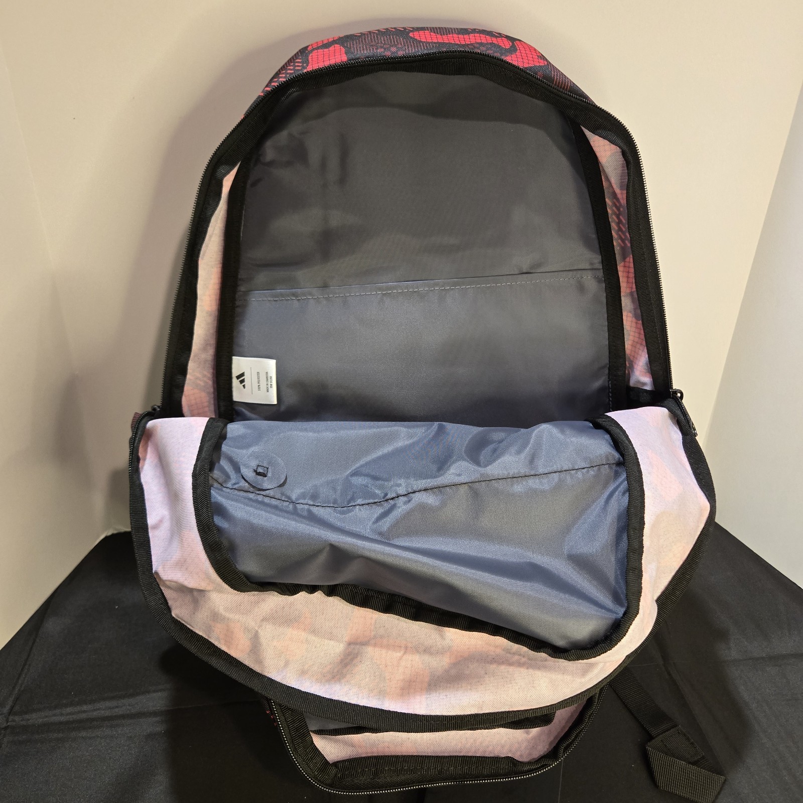 NEW Adidas Fundare Backpack Red Black Camo Multi Pocket Laptop School Travel Bag
