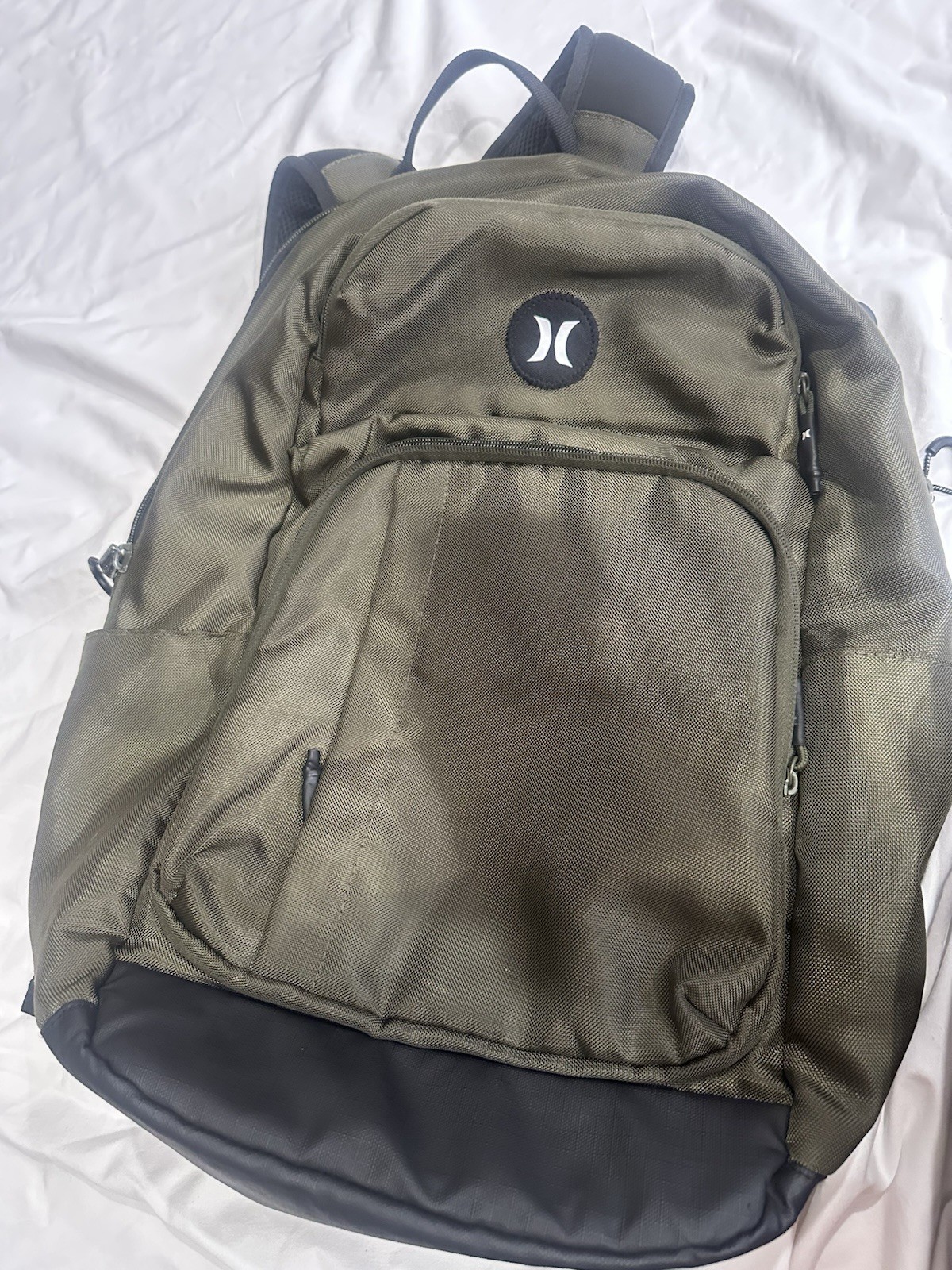 Hurley Green/Black Zip Backpack Large Padded Adjustable Straps Unisex