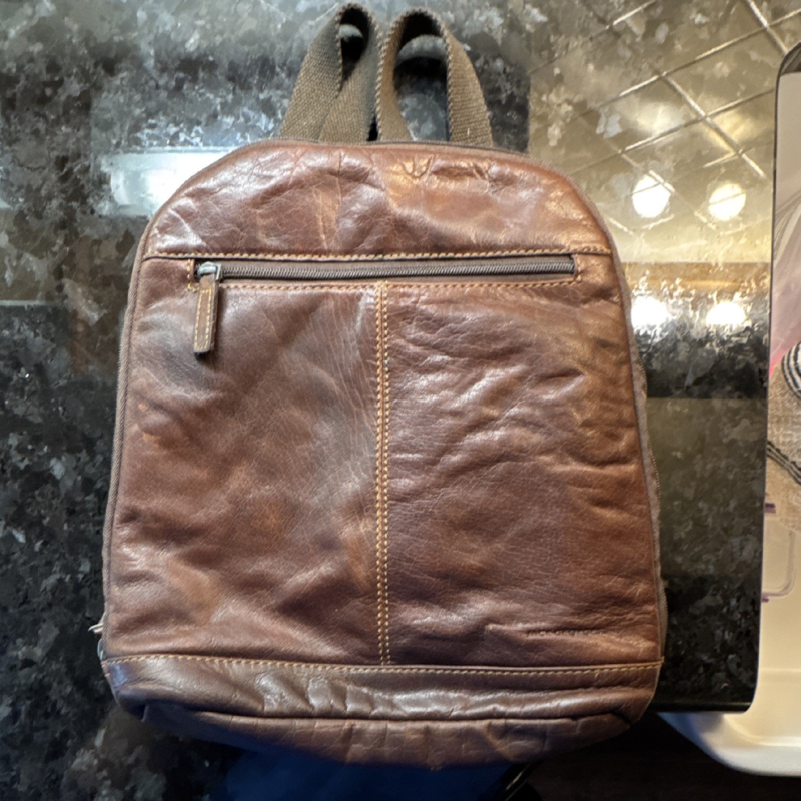 Jack Georges Brown Men’s Backpack Zip Closure Adjustable Strap Classic Solid