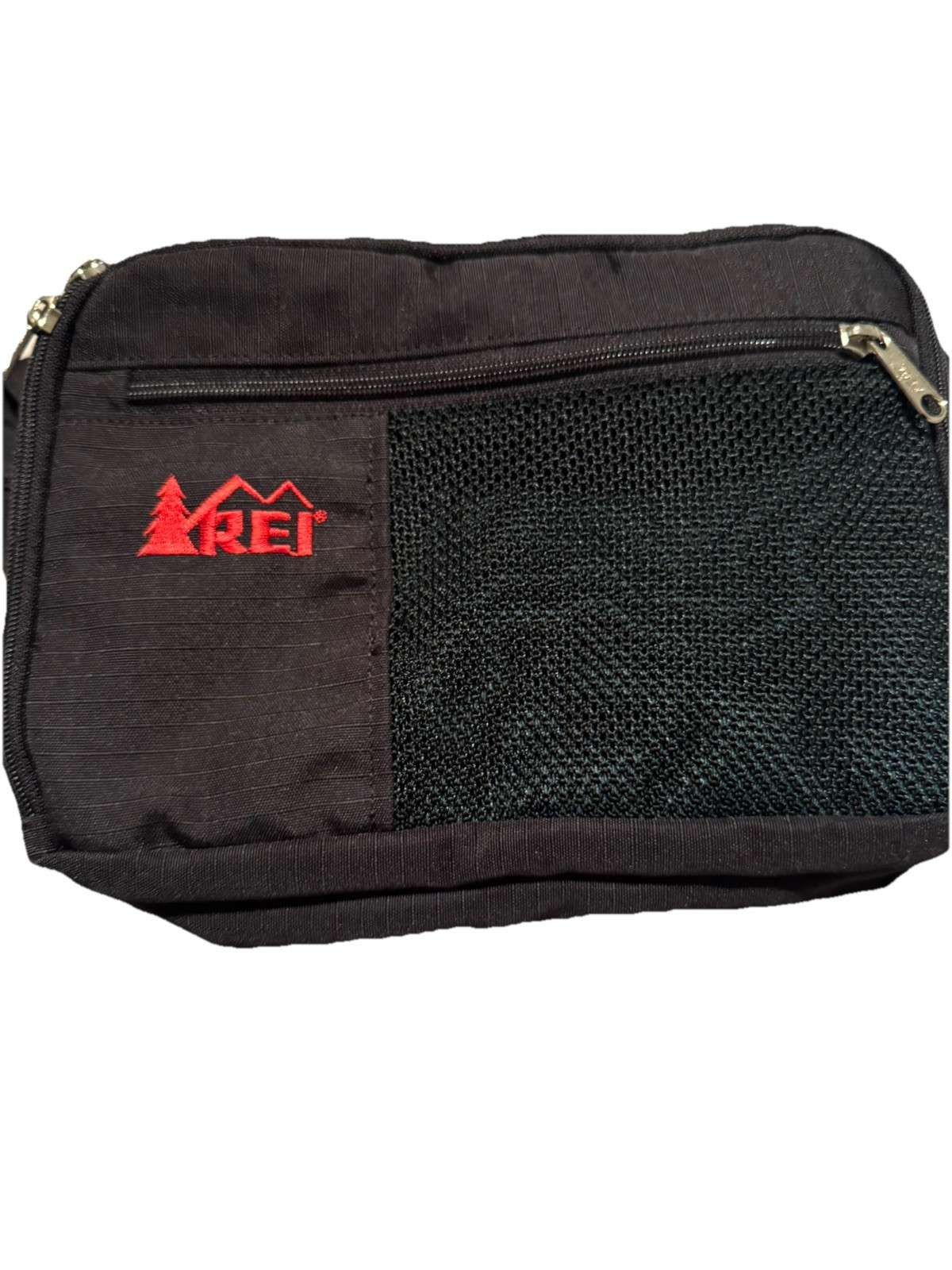 Vintage REI Black Mesh Zip Pouch Travel Organizer Toiletry Bag Hiking Camping
