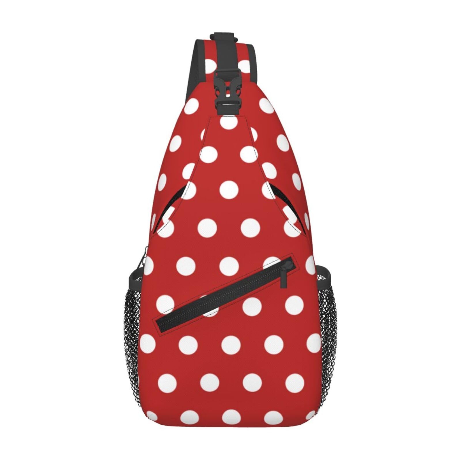 Polka Dot Sling Bag Crossbody Abstract White Circle Pattern Red Backpack Gym