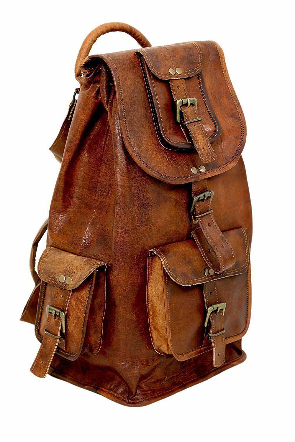 Men’s Brown Vintage Back pack Shoulder 1-in-2 Messenger Bag Sling Rucksack Bag