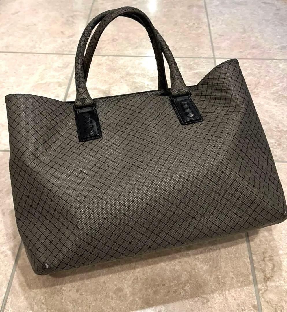 Bottega Veneta Gray Leather Tote Bag Men’s Authentic Stylish Office Casual