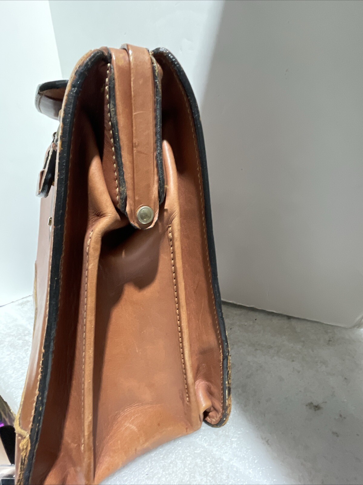 Schlesinger Leather Attache Briefcase Locking 3 dial combo 18 x 13x 7 in. Brown