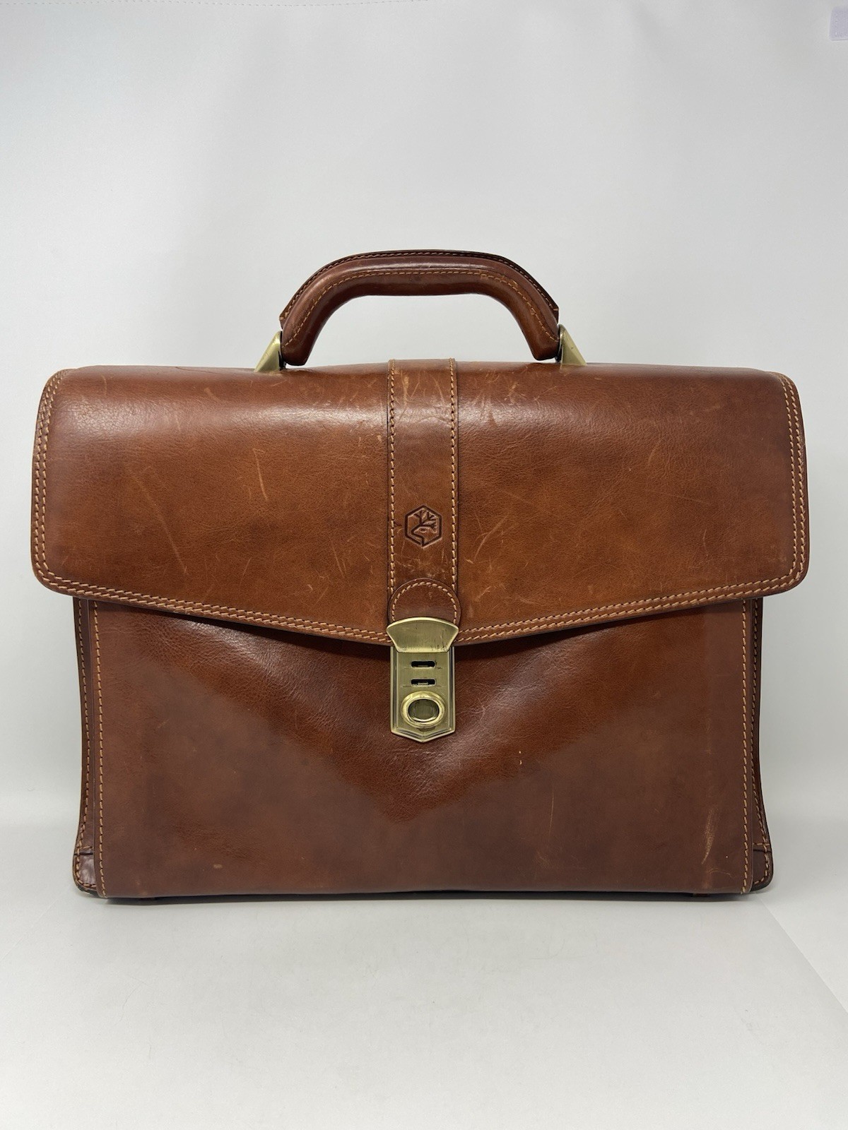 VALENTINA IN PELLE Briefcase Cowhide Attache Lawyer Bag ITALY 16 3/16”x12”x4.5”