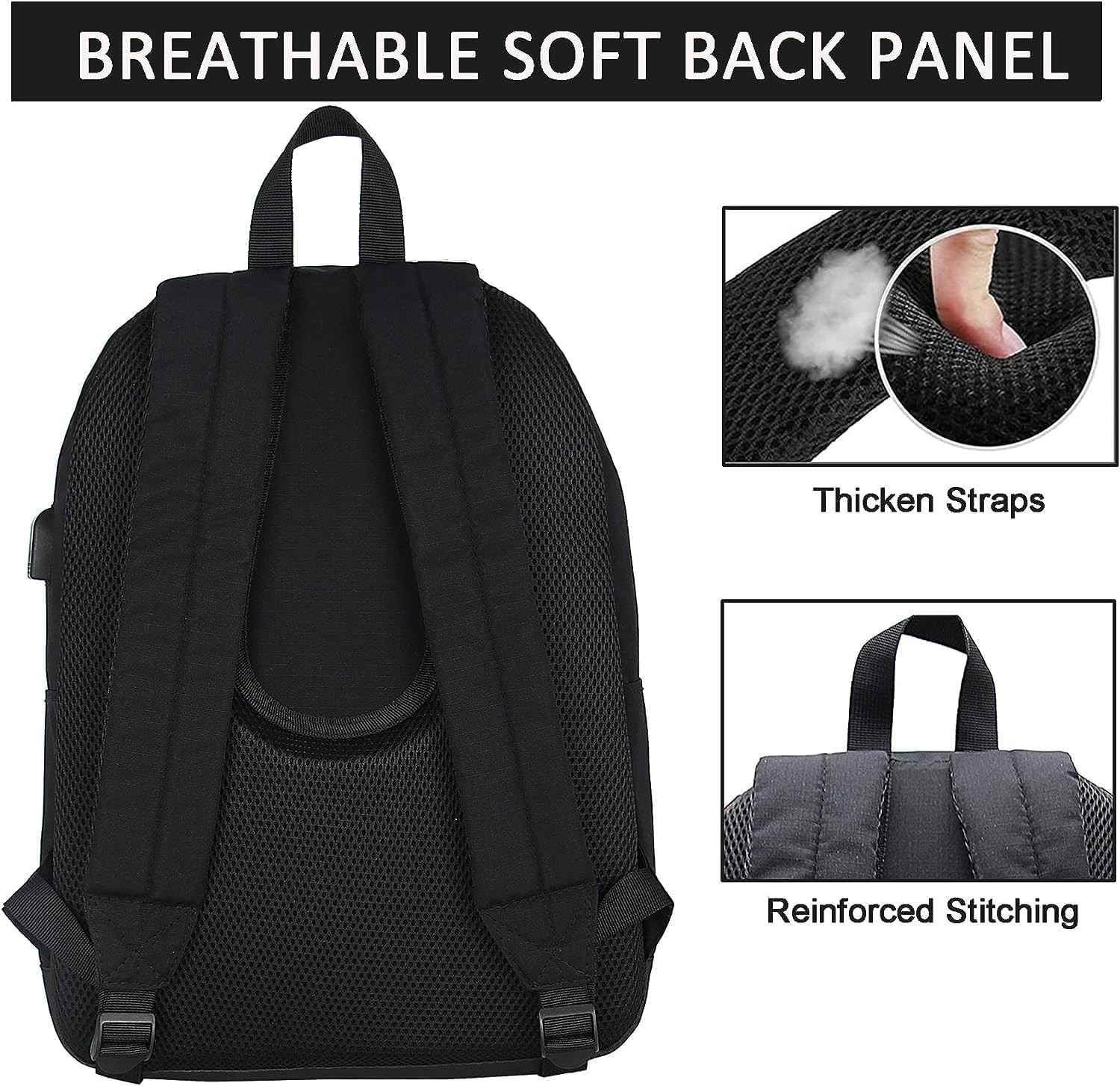 Lightweight Casual Laptop Backpack for Work, School & Travel – Unisex Black Bag