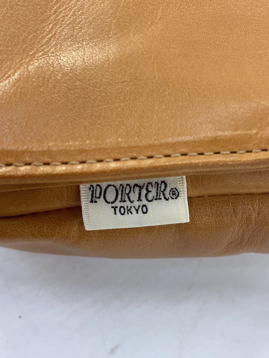 Authentic PORTER Leather Waist Bag Camel 19cm High Compact Crossbody Bag