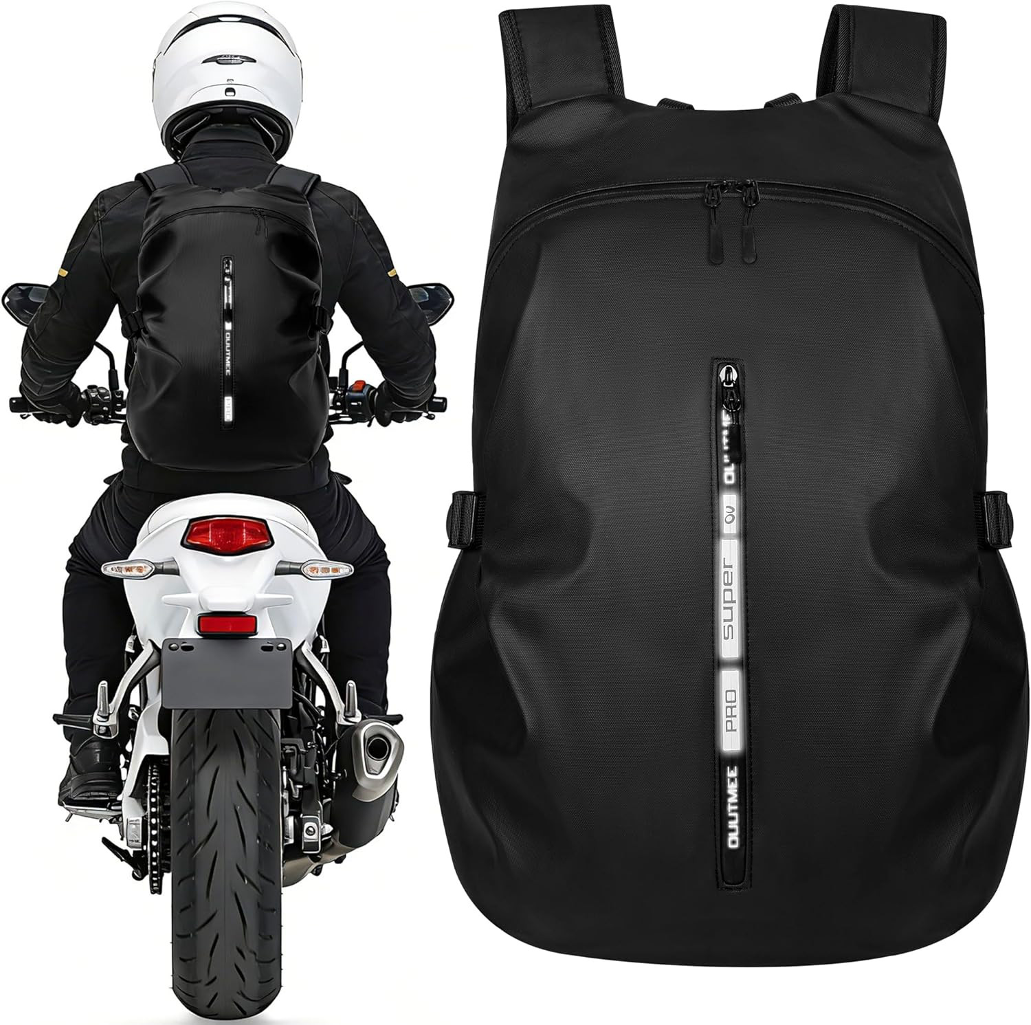 Motorcycle Backpack Waterproof Helmet Bag Reflective Large Capacity – US