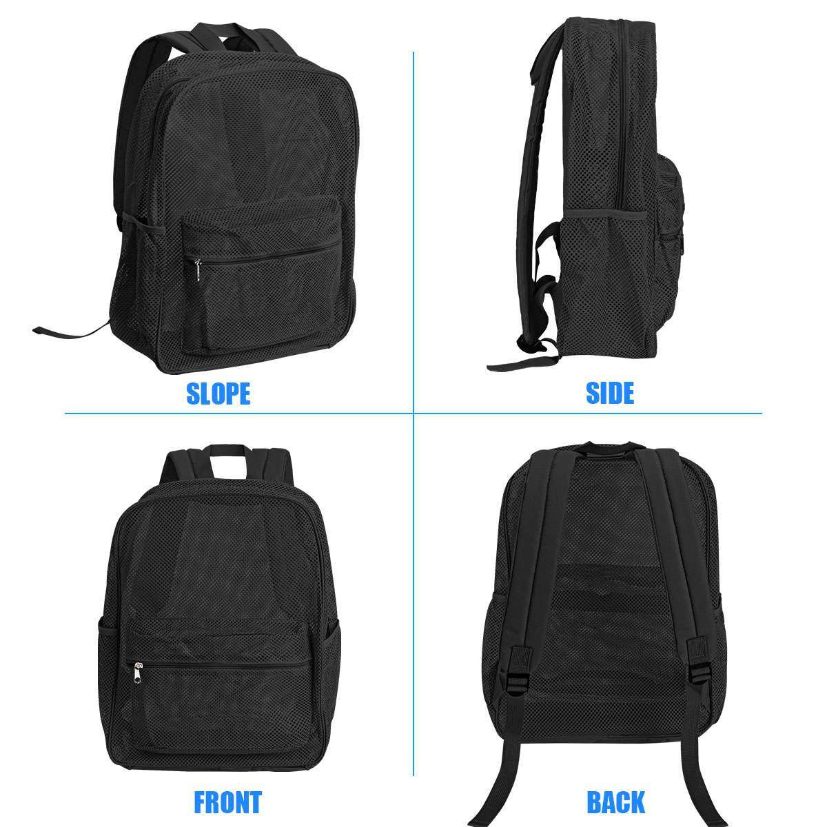 Clear Mesh Backpack Large See Through Laptop School Bag For Students Men Women