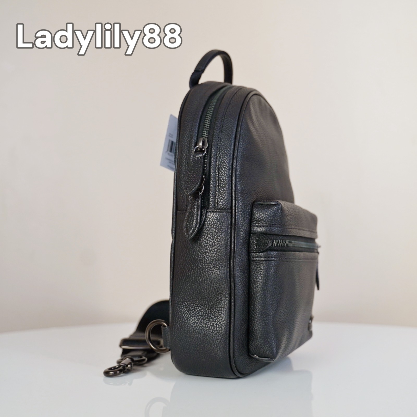 NWT Coach CP162 Charter Pack Soft Polished Pebble Leather Black