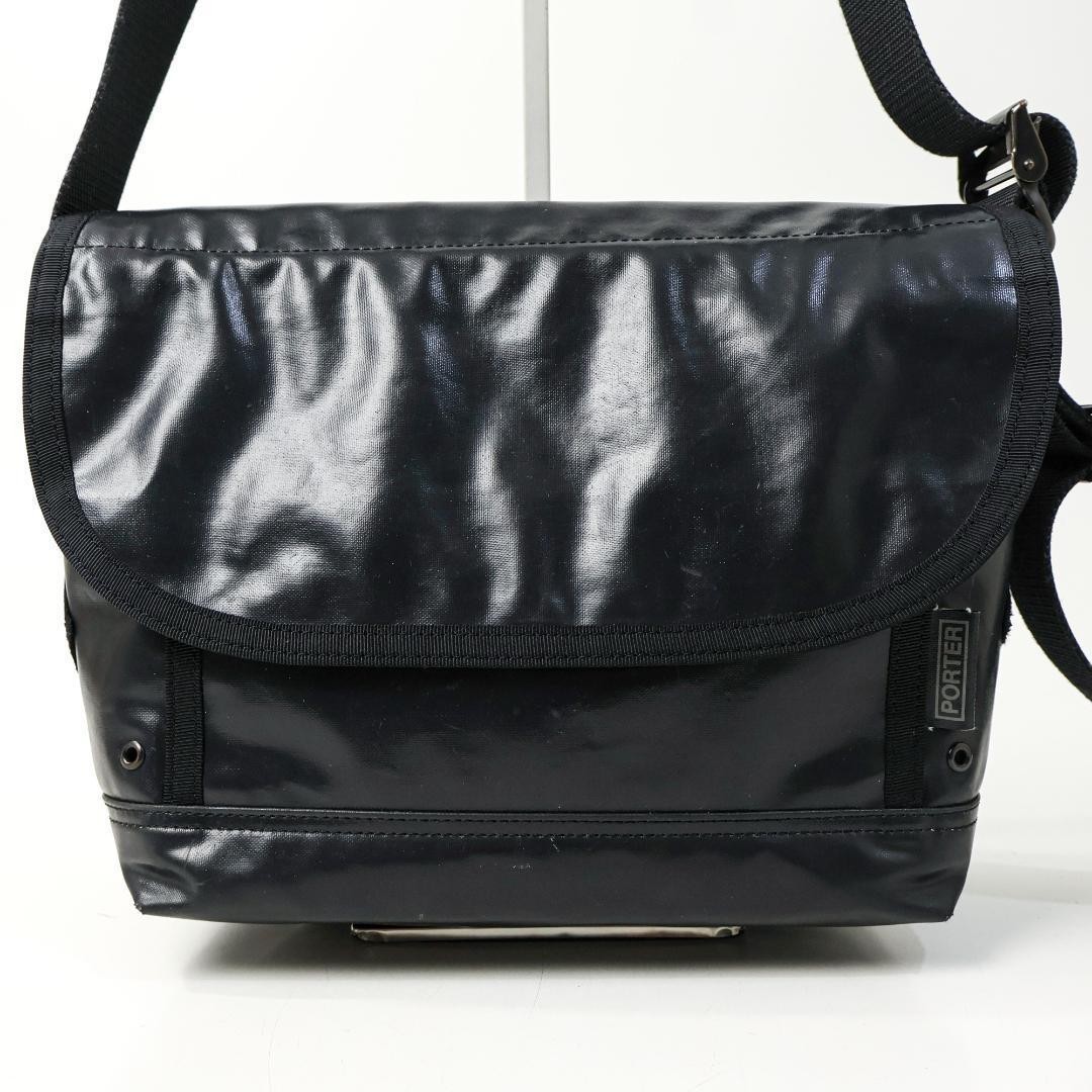 Authentic PORTER Enamel Shoulder Bag 14cm x 21cm x 23cm Black Damaged
