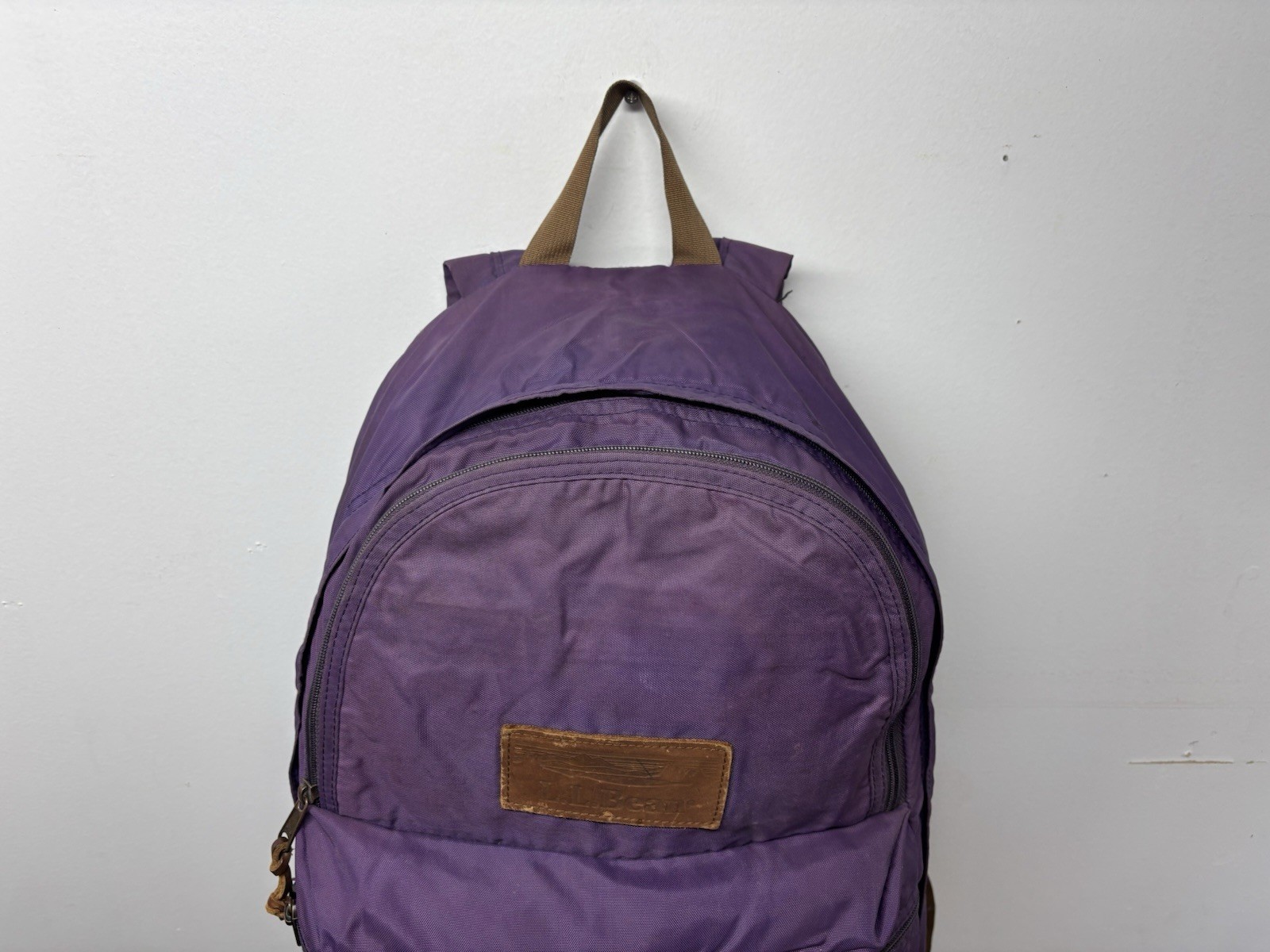 Vintage LL Bean Leather Bottom Backpack 90’s Made in USA Purple