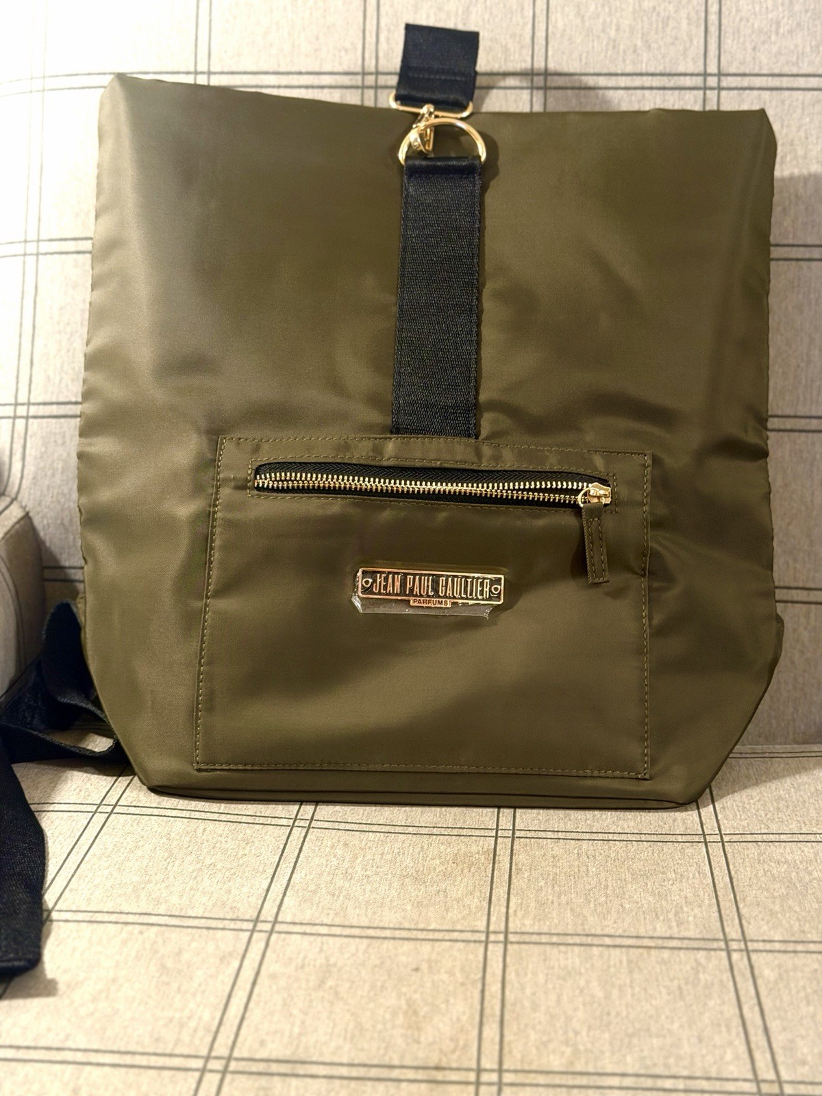 Jean Paul Gaultier Solid Green/Black Backpack Zip Closure Outer Pockets Travel