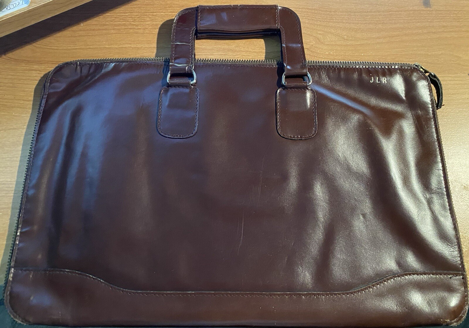 Vtg Cordovan Leather Zip Around Soft Sided Briefcase, 16.5×10.5” Colombia JLR