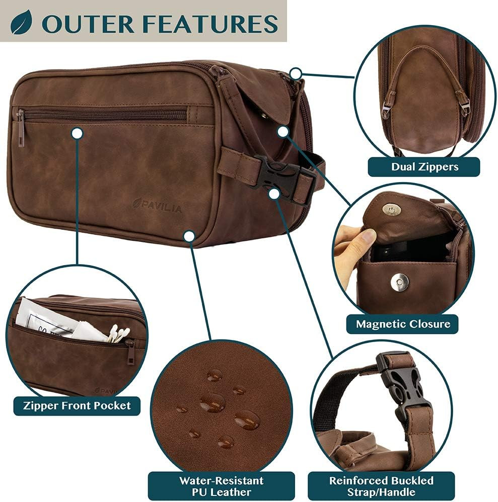 Toiletry Bag for Men, Travel Essentials Shaving Dopp Kit, Mens Travel Bag Toilet