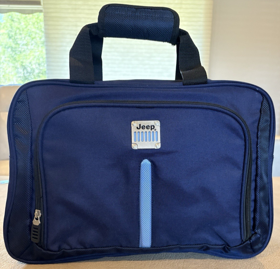 JEEP Authentic Blue Messenger Bag Carry On Travel Tote With Handle Strap